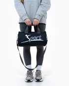 Сумка спортивная на молнии, длинный ремень, маленький размер, с принтом, чёрная/синяя - Фото 2