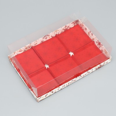 Коробка для для мусовых пирожных «С Новым годом!», снежинки, 27 х 17.8 х 6.5 см