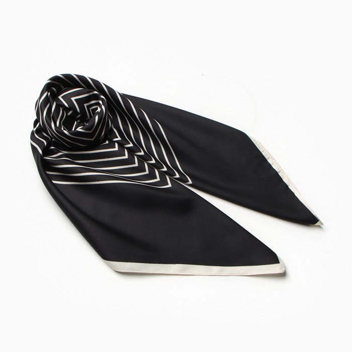 Платок женский MINAKU "Диагональ" цвет черный, р-р 70*70 см - Фото 1