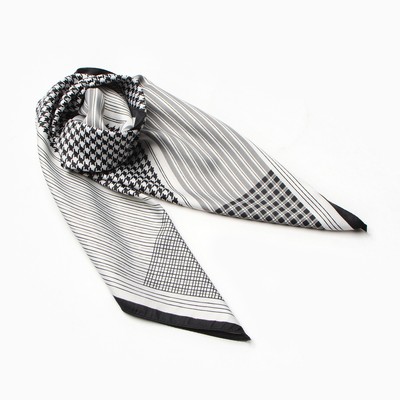 Платок женский MINAKU, размер 70×70 см, черный, серый, белый