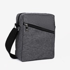 Сумка мужская через плечо, на молнии, с наружными карманами, 18×7×21 см, серая - Фото 5