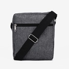 Сумка мужская через плечо, на молнии, с наружными карманами, 18×7×21 см, серая - Фото 4
