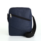 Сумка мужская через плечо, на молнии, с наружными карманами, 18×7×21 см, синяя - Фото 3