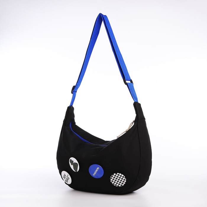 Сумка молодёжная на молнии, цвет чёрный - Фото 1