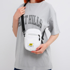 Сумка молодёжная на молнии, с наружным карманом, 17×6×14 см, белая - Фото 2