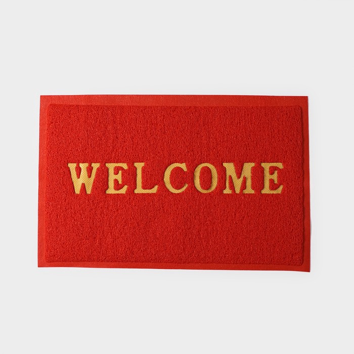 Коврик придверный Доляна Welcome с окантовкой, 38×58 см, цвет красный