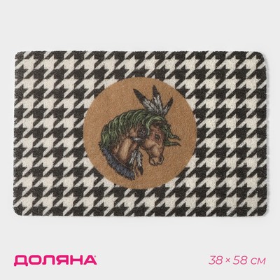 Коврик придверный Доляна «Айдахо», 38×58 см, бежевый