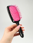 Расчёска массажная, широкая, вентилируемая, 8.5×20.5(±1) см, чёрная/розовая - Фото 3