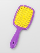 Расчёска массажная, широкая, вентилируемая, 8.5×20.5±1 см, сиреневая, жёлтая - Фото 1