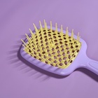 Расчёска массажная, широкая, вентилируемая, 8.5×20.5 см, PVC коробка, цвет сиреневый/жёлтый - Фото 6