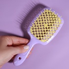 Расчёска массажная, широкая, вентилируемая, 8.5×20.5 см, PVC коробка, цвет сиреневый/жёлтый - Фото 9