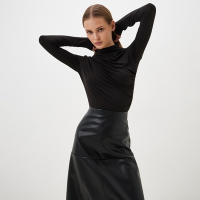 Лонгслив женский с драпировкой MIST Classic Collection, размер 44, черный