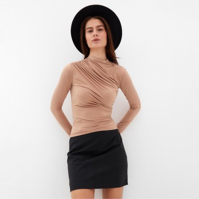 Лонгслив с драпировкой женский MIST: Classic Collection, размер 44, бежевый