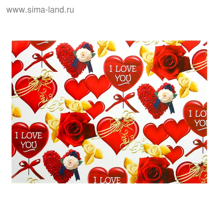 Бумага для творчества "Сердца и розы" А4 плотность 80 гр - Фото 1