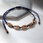 Браслет «Ракушка» на нити, цвет серебристо-синий в золоте, d=6 см (комплект 2 шт) - фото 27194442