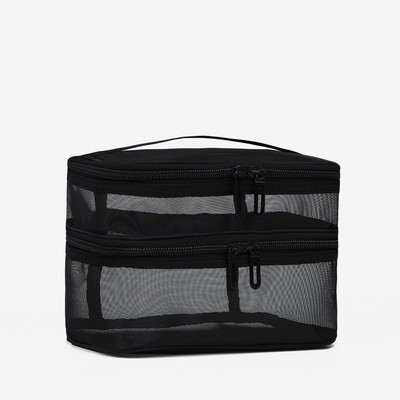 Косметичка, 2 отдела на молниях, цвет чёрный