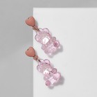 Серьги пластик «Мишки» с сердечками, цвет розовый в золоте - Фото 4