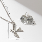 Гарнитур 2 предмета: серьги, кулон «Птица» чайка, цвет чернёное серебро, 40 см - фото 7505940