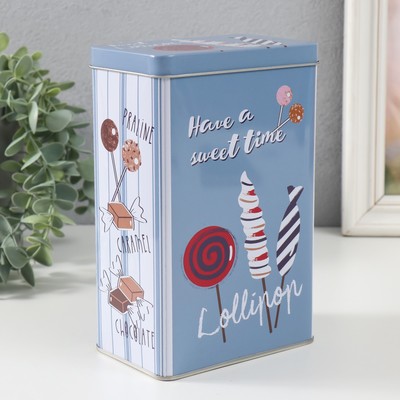 Шкатулка для хранения мелочей, украшений «Прямоугольная. Леденцы», металл, 7.8×12.2×18.6 см