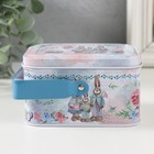 Шкатулка металл с ручкой "Семья крольчат - Счастливой Пасхи" 10,5х7,8х6,4 см - Фото 2