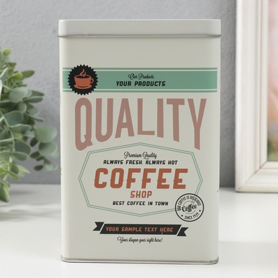 Шкатулка металл прямоугольная "Лучший кофе" 7,8х12,2х18,6 см