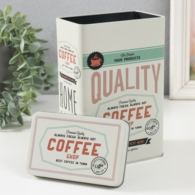 Шкатулка металл прямоугольная "Лучший кофе" 7,8х12,2х18,6 см