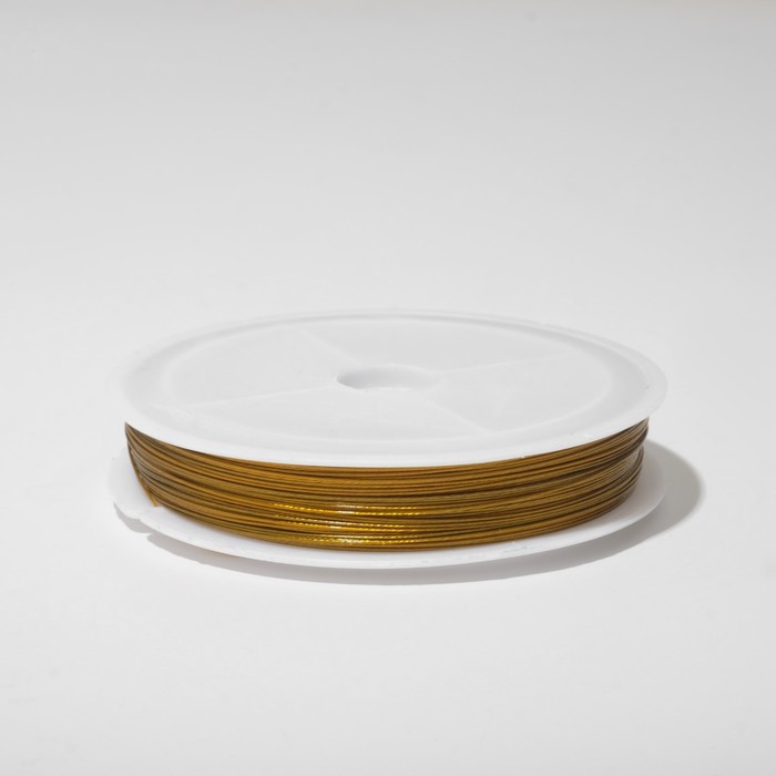 Тросик ювелирный, 0,45 мм, катушка 24 метра, цвет золотой - Фото 1