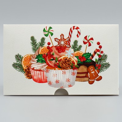 Коробка складная на 4 капкейка с окном «С Новым годом!», 16×16×10 см