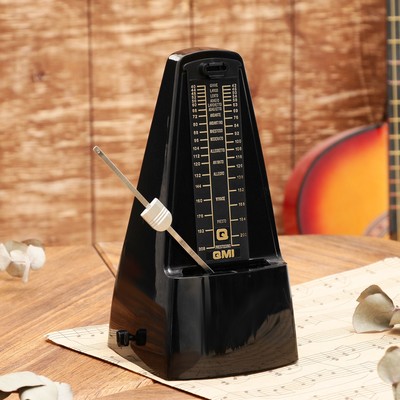 Метроном механический Gleam, черный, 40-408 ударов в минуту, 21×10×12 см