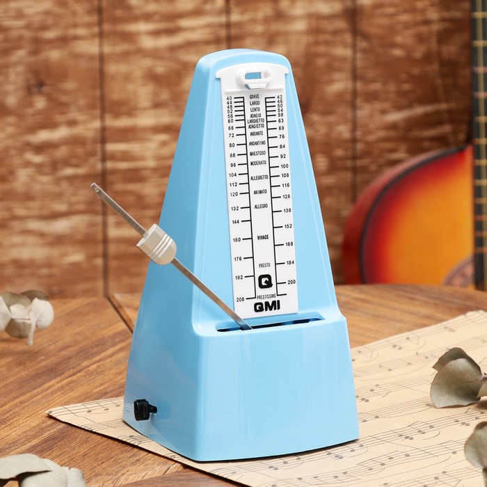 Метроном механический Gleam, синий, 40-408 ударов в минуту, 21×10×12 см