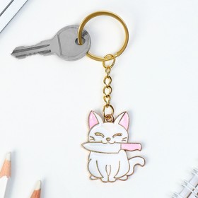 Брелок для ключей детский, металлический "Кот", 3,6 х 4 см