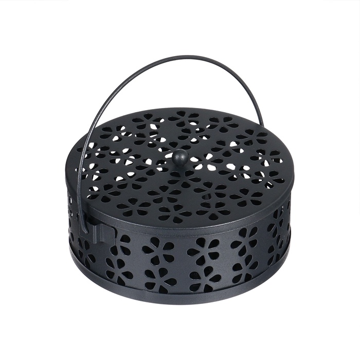 Подставка под спирали от комаров, для благовоний, с крышкой, металл, чёрная 9900331