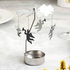 Подсвечник на 1 свечу «Карусель вращающаяся с ангелами», серебряная, металл - Фото 2