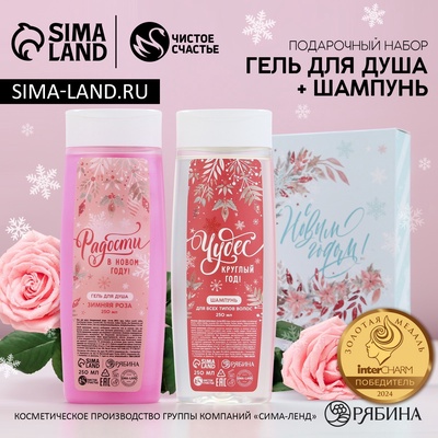 Подарочный набор «С Новым Годом»: гель для душа и шампунь для волос, 2×250 мл, Чистое счастье