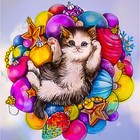 Алмазная мозаика «Озорной котенок» 30 × 30 см - фото 3127912