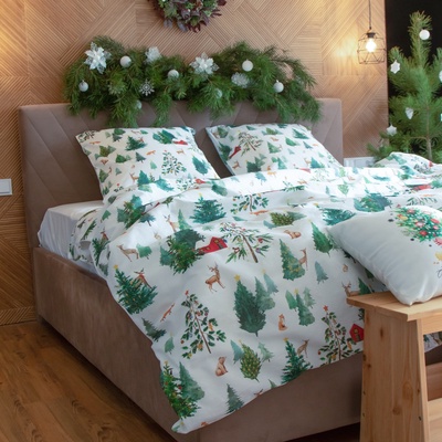 Постельное бельё "Этель" дуэт "Домик в лесу" 143х215 см 2 шт,220х240 см,70х70 см 2 шт,бязь 125 г/м2