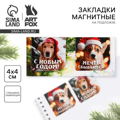 Магнитные закладки для книг, 2 шт. на подложке «Мечты сбываются»