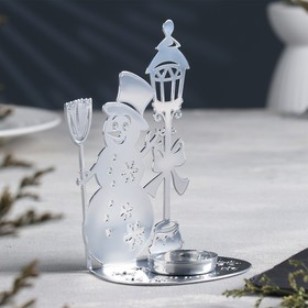 Подсвечник "Снеговик" металл на одну свечу, 7,5х10,7х15 см, хром