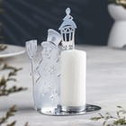 Подсвечник "Снеговик" металл на одну свечу, 7,5х10,7х15 см, хром - Фото 2