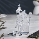 Подсвечник "Снеговик" металл на одну свечу, 7,5х10,7х15 см, хром - Фото 3