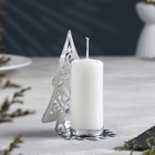 Подсвечник "Елка со звездами" металл на одну свечу, 10х13 см, хром (комплект 3 шт) - фото 22951574