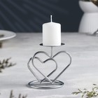 Подсвечник "Валентин 3" металл на одну свечу, 10х10,7 см, хром - фото 283876106