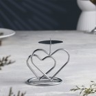 Подсвечник "Валентин 3" металл на одну свечу, 10х10,7 см, хром - фото 22951599