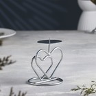 Подсвечник "Валентин 3" металл на одну свечу, 10х10,7 см, хром - фото 22951600