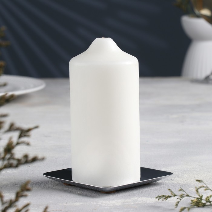 Подсвечник "Тарелка квадратная" металл на одну свечу,  10х1,1 см, хром - Фото 1