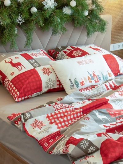 Постельное бельё евро «Этель» New Year's patchwork, бязь