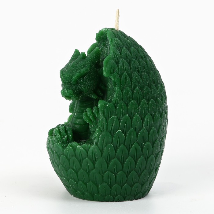 Свеча интерьерная фигурная «Дракон в яйце», зелёная, без аромата
