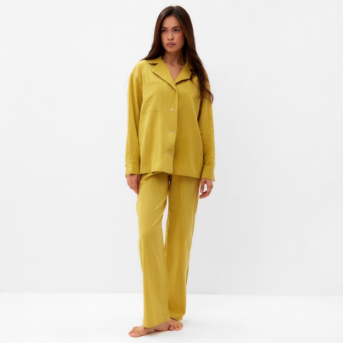 Пижама женская (рубашка, брюки) KAFTAN Basic, размер 44-46, охра