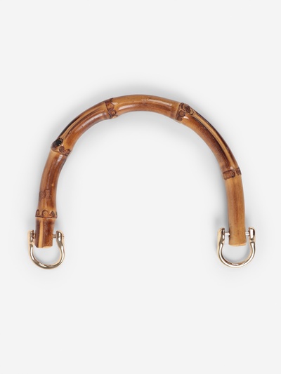 Ручка для сумки, бамбук, с полукольцами, 13.5×10.5 см, цвет бежевый/золотой