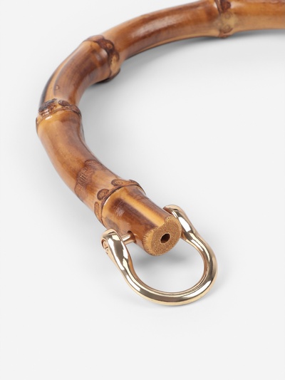 Ручка для сумки, бамбук, с полукольцами, 13.5×10.5 см, цвет бежевый/золотой